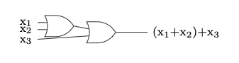 A ternary OR gate created with binary OR gates